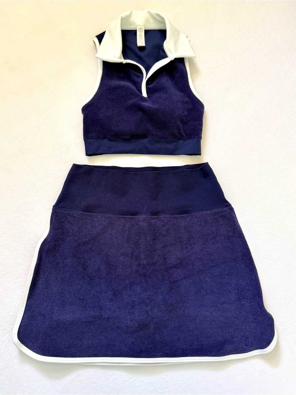 OFFLINE by Aerie Navy Terry Skort Set XS Crop Top Athleisure